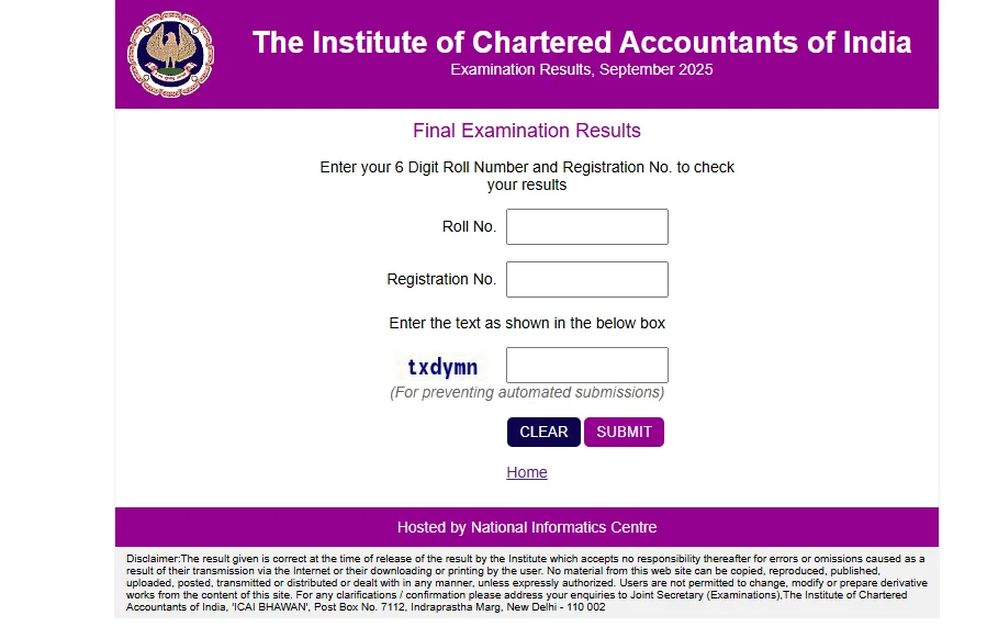 ICAI CA Result September 2025